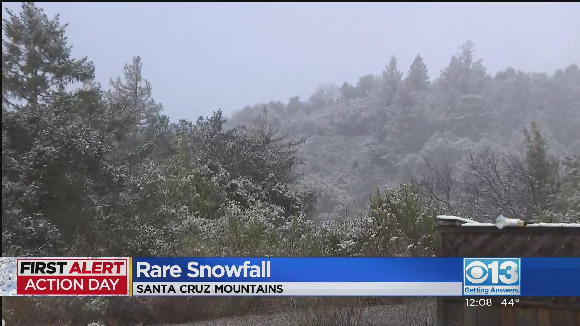 Santa Cruz Mountains sees rare snowfall