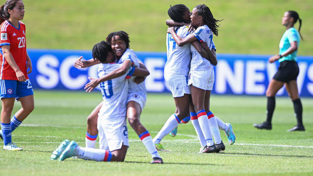 Haiti National Women's soccer team celebrates during the 