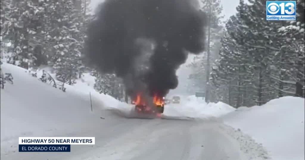 Raw: Commerical truck catches fire along Highway 50