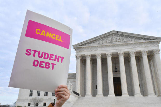 Student loan borrowers gather at the Supreme Court on Jan. 2, 2023, in Washington, D.C. 