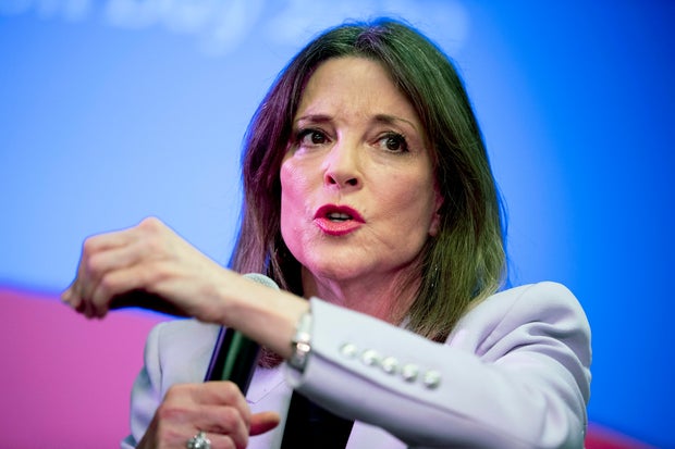 Marianne Williamson speaks at a forum on Jan. 9, 2020, in Des Moines, Iowa.