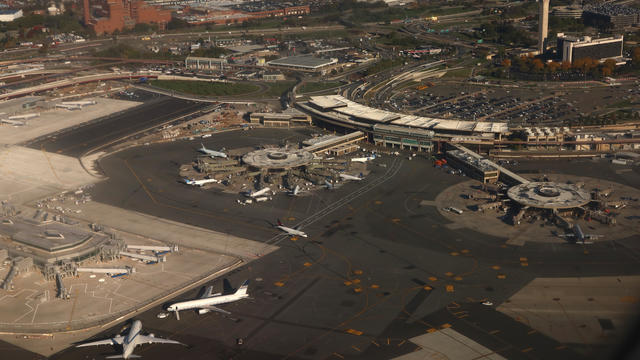 Planes sit at gates at Terminal A at Newark Liberty Airport as construction continues on the soon-to-be-opened new Terminal A (left) on October 20, 2022, in Newark, New Jersey. 