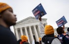 Activists and students protest in front of the Supreme Court during a rally for student debt cancelation in Washington, D.C., on Feb. 28, 2023. 