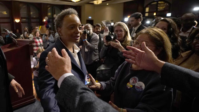 Chicago Mayor Lori Lightfoot is seen with supporters after conceding the mayoral election 