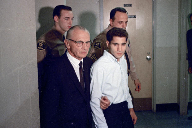 Sirhan Sirhan seen in 1968 with his attorney, Russell E. Parsons 