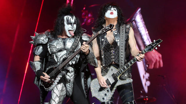 Gene Simmons, Paul Stanley of KISS performs on stage during the Domination Festival 2019 at Foro Sol on May 3, 2019 in Mexico City, Mexico. 
