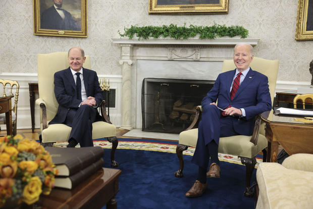 President Biden meets Olaf Scholz, Germany's chancellor, in the Oval Office of the White House in Washington on Friday, March 3, 2023. 
