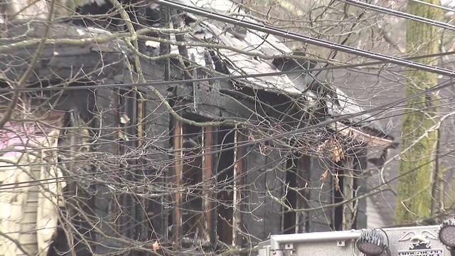 A home destroyed by flames. 