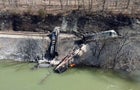 Derailed CSX Corp freight train in Sandstone 