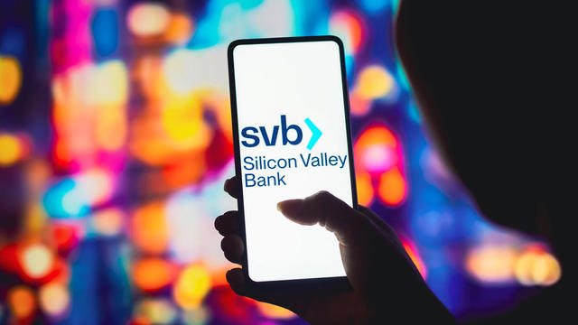 In this photo illustration, the Silicon Valley Bank (SVB) 