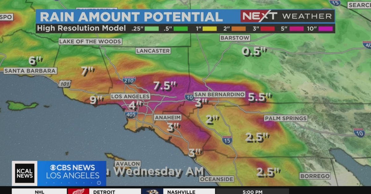SoCal Rainstorm Latest Rain amount potentials for storm CBS Los Angeles