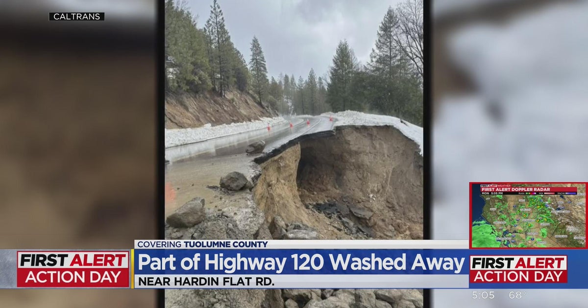 Part of Highway 120 washed away in Tuolumne County