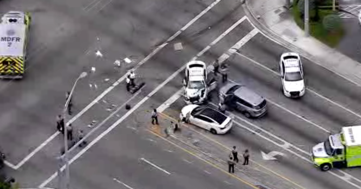 2 Miami-Dade officers hurt throughout crash, investigation involving stolen motor vehicle, police say