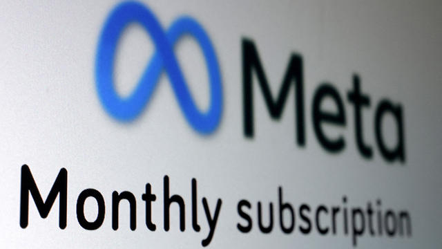 FILE PHOTO: Illustration shows Meta logo and words "Monthly subscription" 
