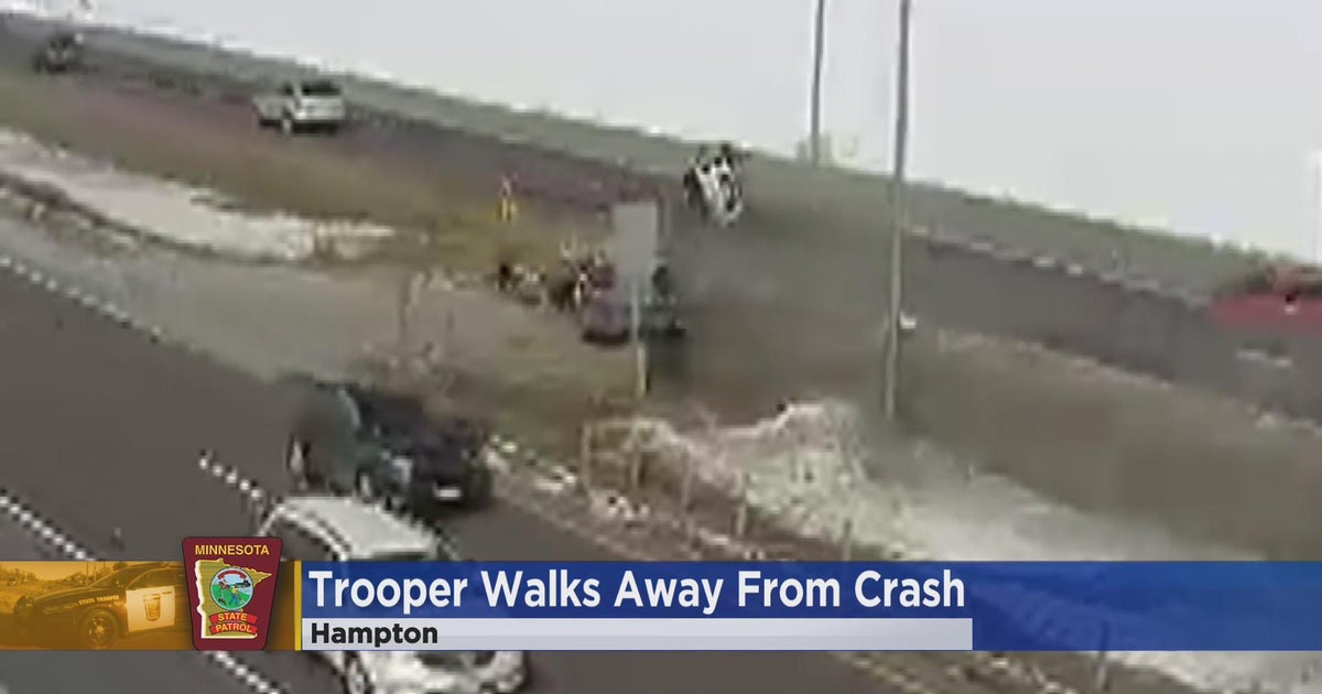 Speeding car crashes into state patrol vehicle - CBS Minnesota