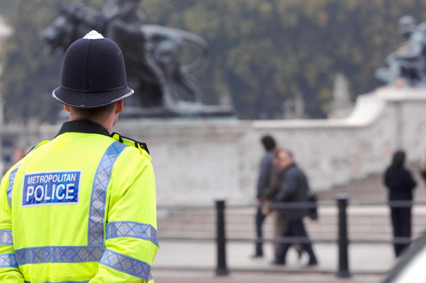 A London police officer on duty near Buckingham Palace 