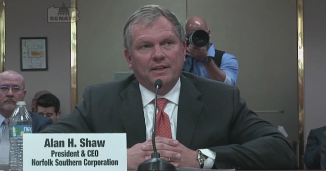 Norfolk Southern CEO Alan Shaw testifies before Pa. Senate committee