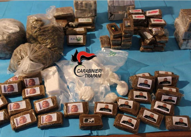 Carabinieri seize drug haul decorated with Mafia mugshots 