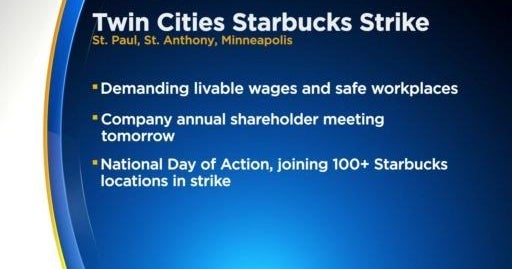 Starbucks workers at 3 Mpls stores go on strike CBS Minnesota