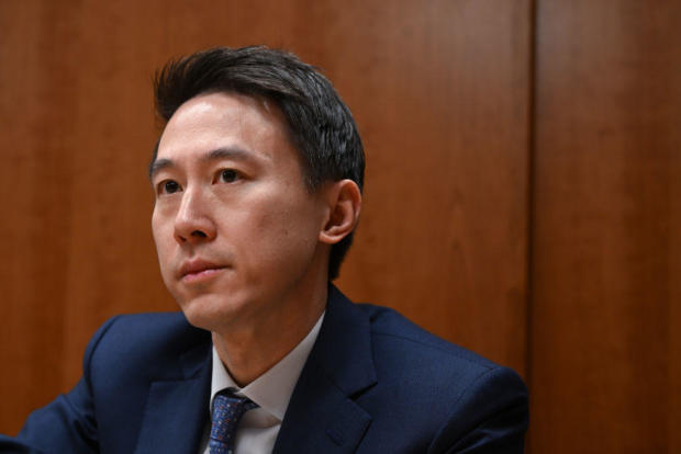 TikTok CEO Shou Zi Chew in an interview at the company's offices in Washington, D.C., on Tuesday, Feb. 14, 2023. 