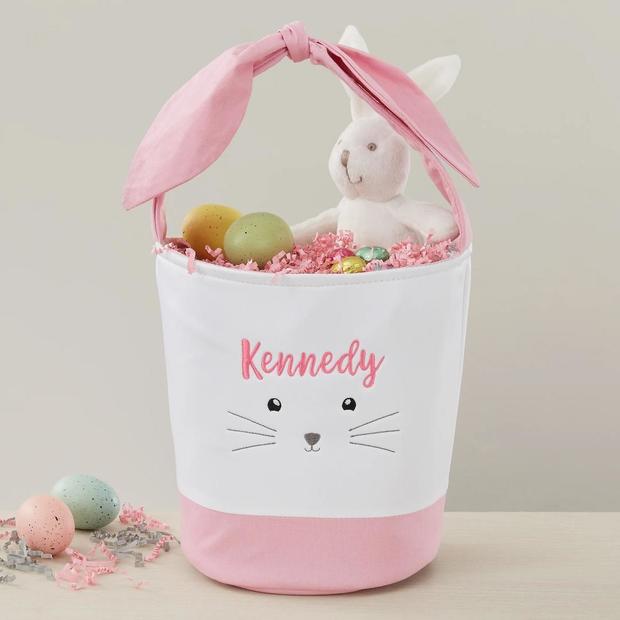 Lovely Bunny Embroidered Easter Basket 