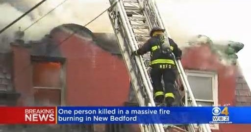 One person killed in massive fire at New Bedford building - CBS Boston
