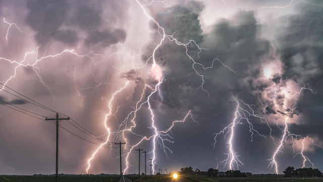 Extreme lightning storm, Nebraska. USA 