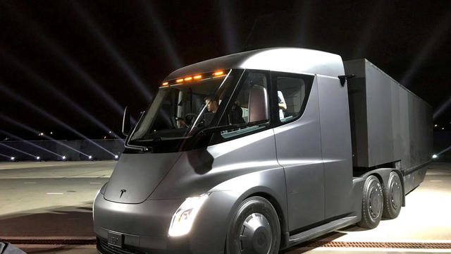 FILE PHOTO: Tesla's new electric semi truck is unveiled during a presentation in Hawthorne 