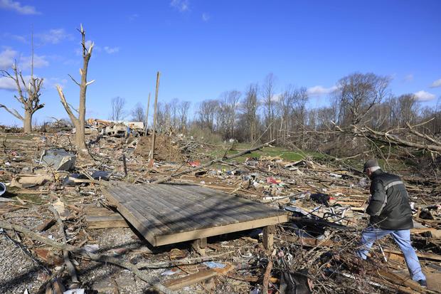 Don Hill is seen after a tornado destroyed his son's Stinesville, Indiana, home on March 31, 2023. 