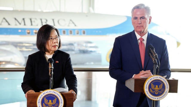 Taiwan's President Tsai Ing-wen meets the U.S. Speaker of the House Kevin McCarthy, in Simi Valley, California 