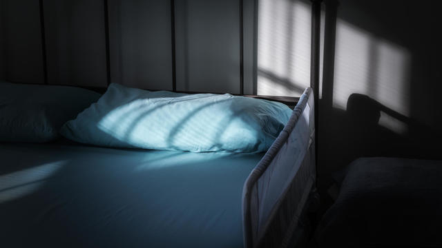Shadows On Dark Bedroom Adult Nursing Care Safety Rail Bed 