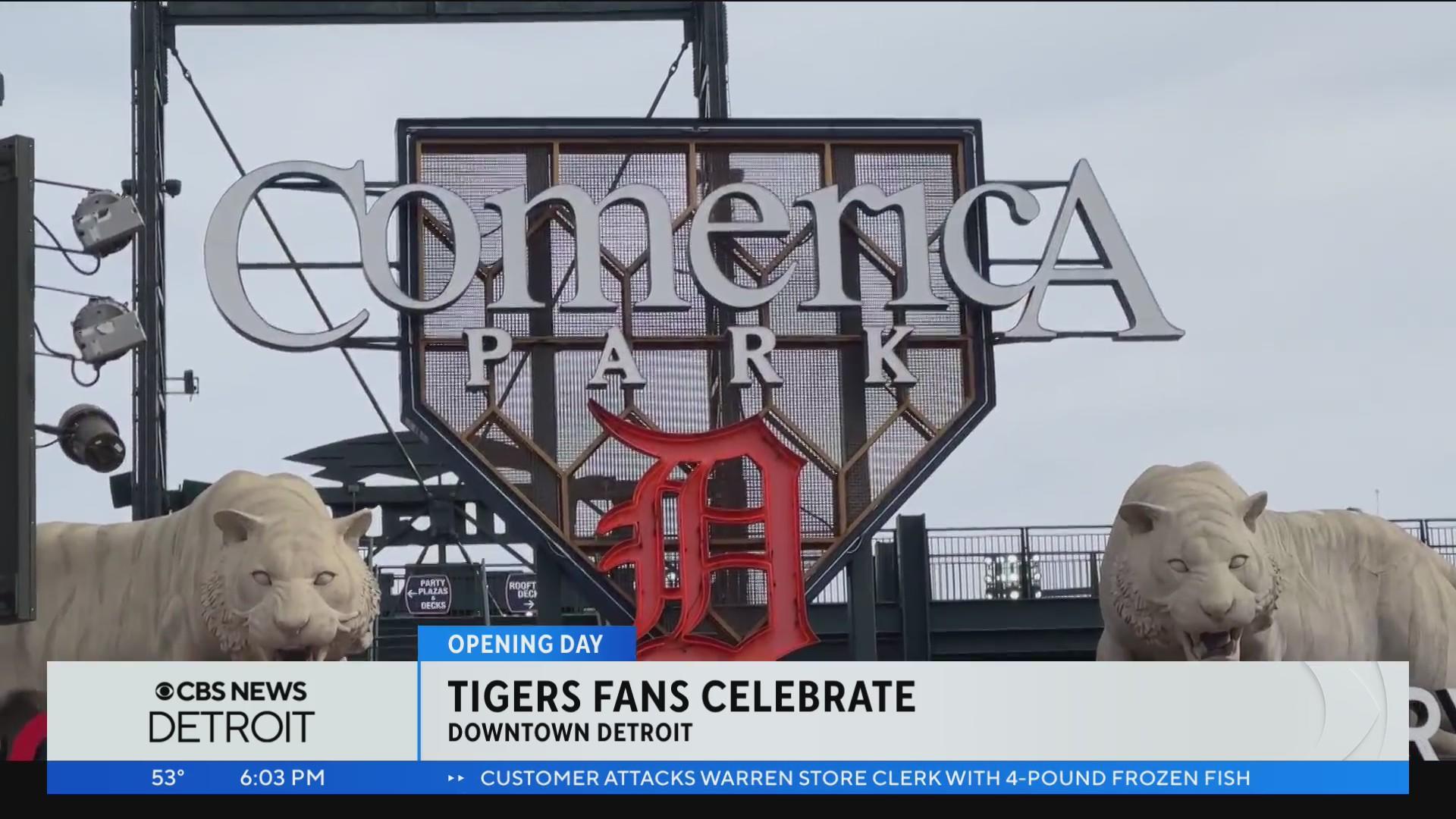 Fans celebrate Tigers Opening Day in Detroit