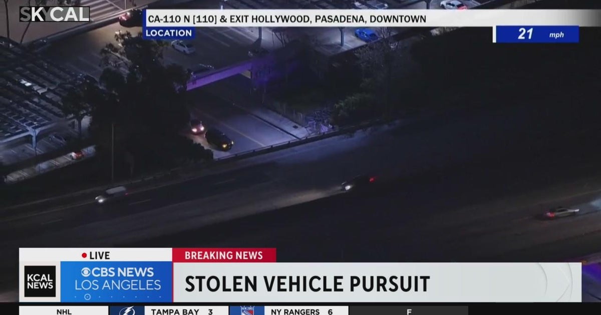LAPD deploys 4 spike strips, one pops tire of pursuit vehicle - CBS Los Angeles
