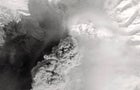 A satellite image shows the erupting Shiveluch volcano on the Russia's Kamchatka peninsula 