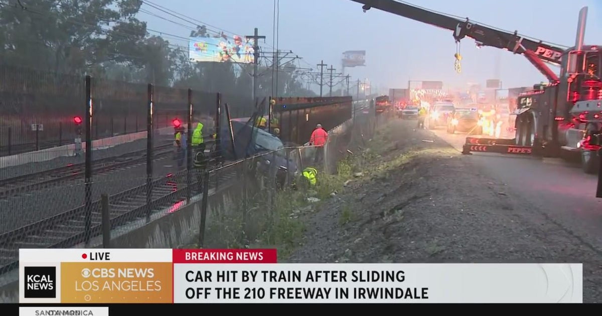 Metro train strikes SUV that slid off 210 Freeway; no injuries - CBS ...