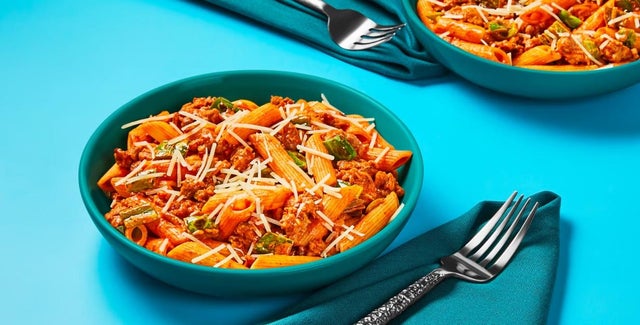 Pork Sausage Penne Italiano with Green Pepper & Parmesan 
