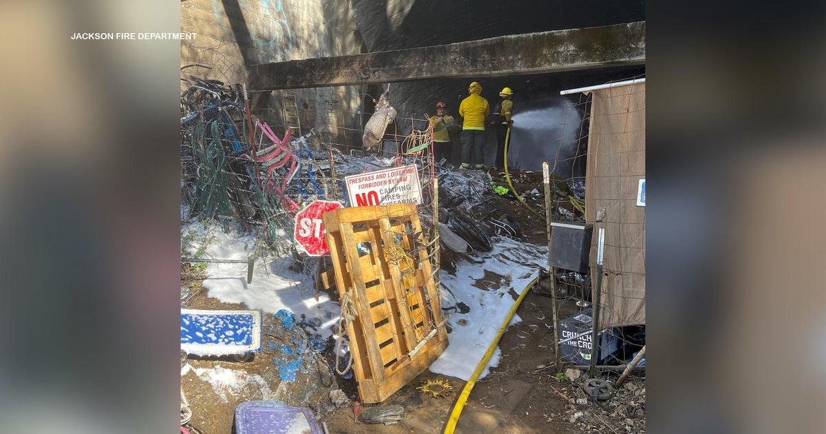 Homeless camp under Amador County tailing dam catches fire