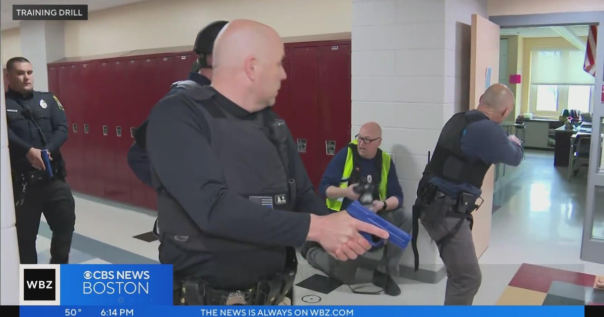 Active shooter training drills held at Kingston school - CBS Boston