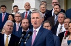 Speaker of the House Kevin McCarthy holds an event to mark 100 days of the Republican majority in the House at the Capitol in Washington on Monday, April 17, 2023. 