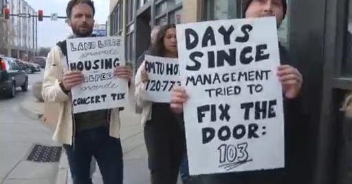 Tenants Unions fed up with living conditions picket outside Denver ...