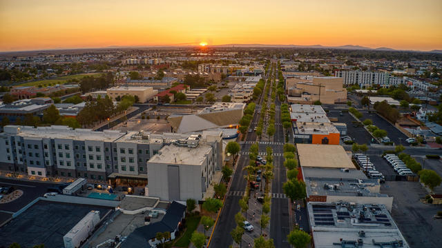 Aerial View of Lancaster, California at Sunrise 