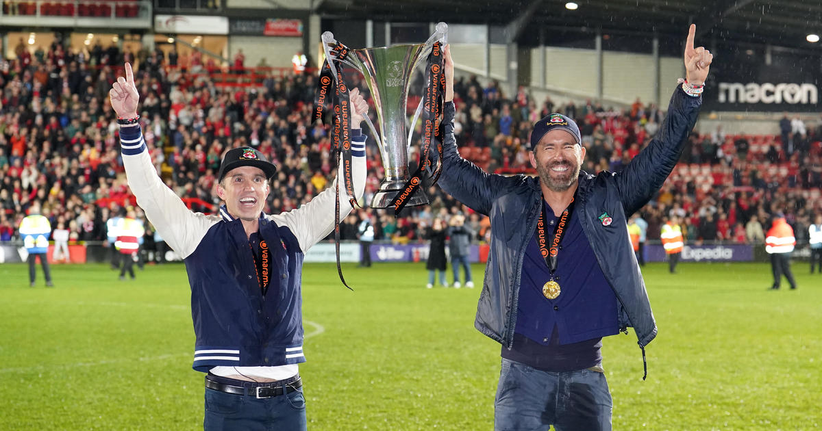 Welsh soccer club Wrexham, owned by Ryan Reynolds and Rob McElhenney, promoted after winning title
