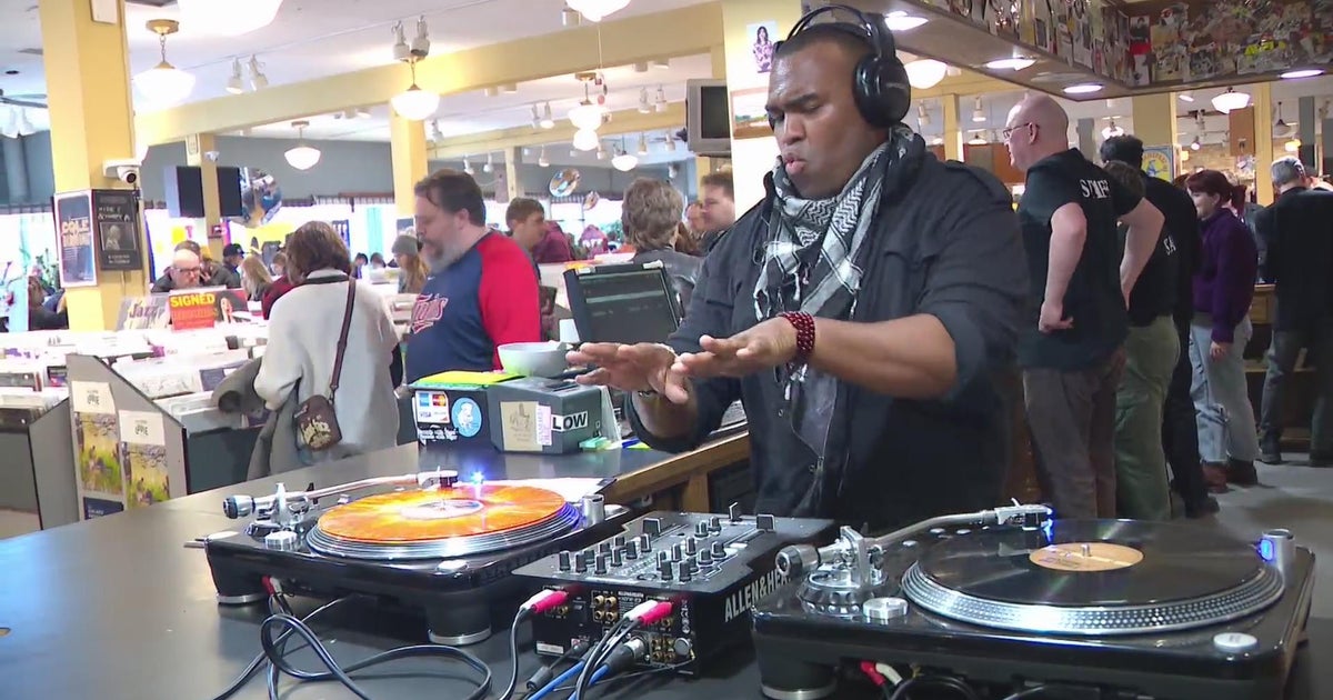 WCCO's A.J. Hilton spins a set at Electric Fetus on Record Store Day
