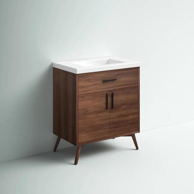 Binford 30'' Free-standing Single Bathroom Vanity with Ceramic Vanity Top 