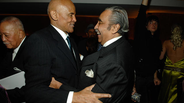 American actor, singer, and activist Harry Belafonte speaks with New York Politician Charles Rangel during Harry Belafonte's birthday party on March, 3 2007 in New York City, New York at the Bryant Park Grill. 