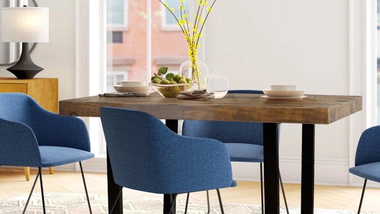 Amarapal Pine Solid Wood Trestle Dining Table 