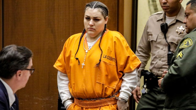 Heather Maxine Barron walks into court at for pretrial hearing on February 27, 2018, at Los Angeles Criminal Court. 