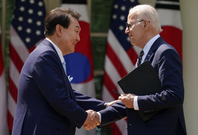 U.S. President Joe Biden hosts South Korea's President Yoon Suk Yeol at the White House 