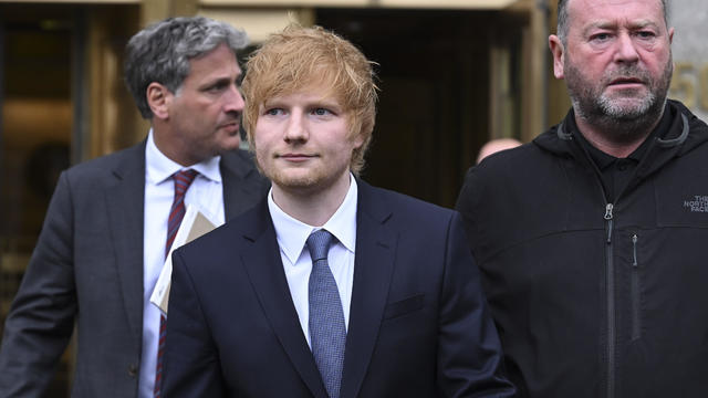 Musician Ed Sheeran leaves US Federal Court in New York City on April 25, 2023. 