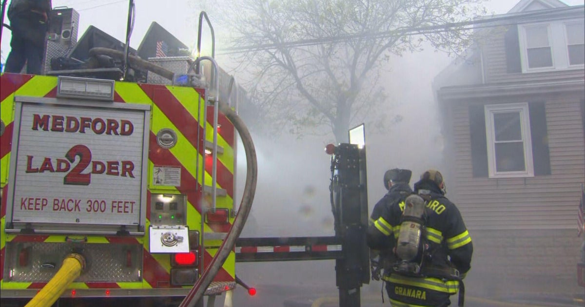 Firefighters battle house fire on Allston Street in Medford CBS Boston